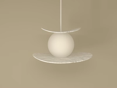 Modern White Pendant Light with Spherical Globe and Layered Trays Design 3d model