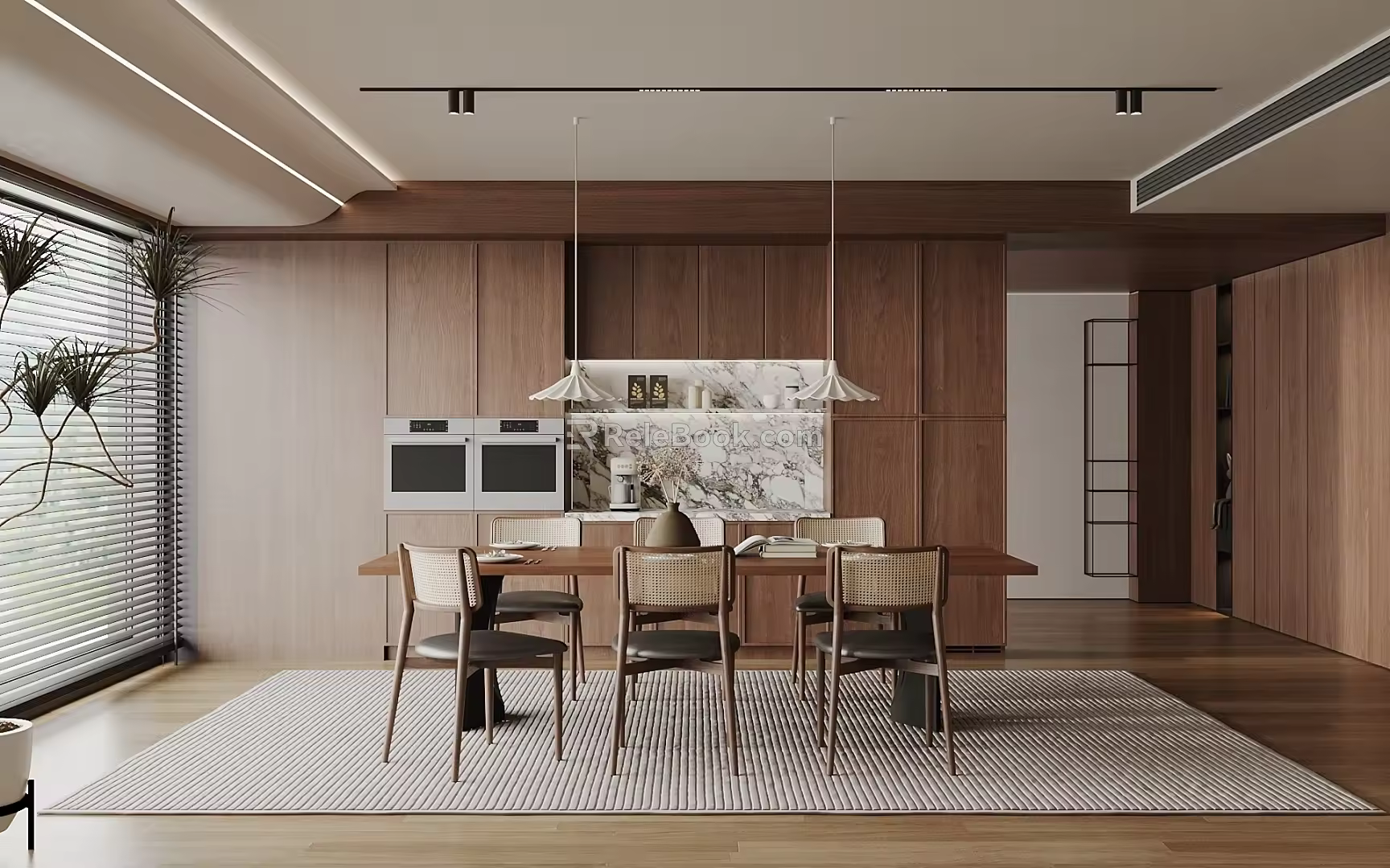 Quiet Style Dining Table and Chair Quiet Style Dining Table and Chair Sideboard 3d model