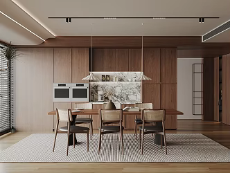 Quiet Style Dining Table and Chair Quiet Style Dining Table and Chair Sideboard 3d model