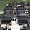 Ancient Architecture With Traditional Black Tiled Roofs Wooden Structures And Symmetrical Courtyard Layout