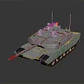 Modern Military Tank with Cannon Turret Tracks and Antenna Sensors on Reflective Surface