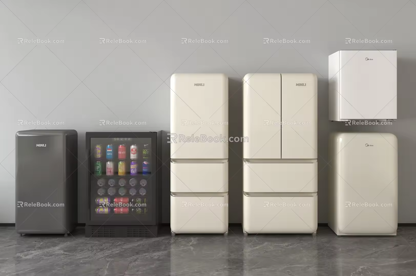 Mini Refrigerator Single Door Refrigerator Double Door Refrigerator Mini Refrigerator 3d model
