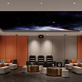 Luxurious Home Theater Interior With Starry Ceiling Comfortable Seating And Speakers 3d model