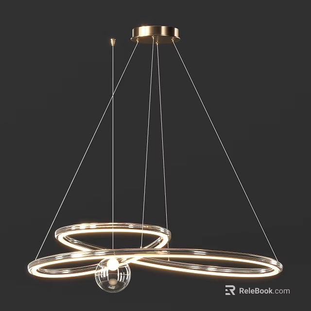 Modern Circular Chandelier With LED Lights And Metal Frame Design 3d model 