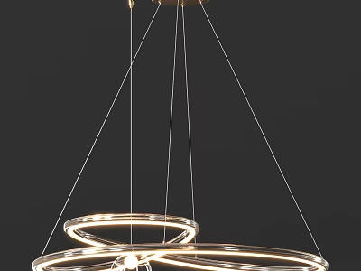 Modern Circular Chandelier With LED Lights And Metal Frame Design 3d model