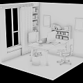 Green Wall Office Interior With Window Curtains Bookshelf Computer Monitor And Wooden Desk