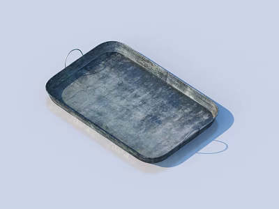 Rectangular Metal Tray With Handles For Practical Household Use And Decor 3d model