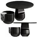 Modern Black Coffee Table With Unique Base Design And Marble Accent Cup 3d model