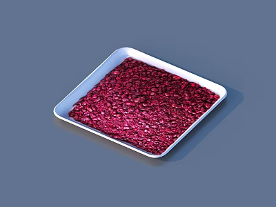 Red Granular Food in White Square Tray with Vibrant Color and Texture 3d model