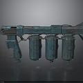 Blue Sci Fi Weapon With Mechanical Design And Cylindrical Components