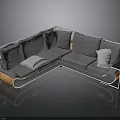 Modern Gray L Shaped Sofa With Comfortable Cushions And Armrest Design
