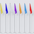 National Flags of Various Colors Arranged on Flagpoles in a Row