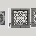 Chinese-style openwork window wall window grilles garden wall window grilles 3d model