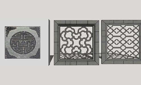 Chinese-style openwork window wall window grilles garden wall window grilles 3d model