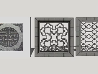 Chinese-style openwork window wall window grilles garden wall window grilles 3d model