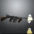 Vintage Rifle With Wooden Stock Metal Barrel And Glowing Muzzle On Gray Background With Reflection