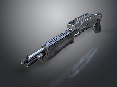Modern Tactical Rifle Design With Black Metal Body And Ergonomic Grip 3d model