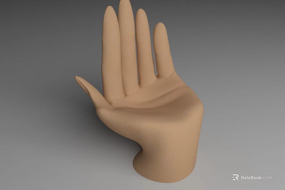 Unique Hand Shaped Single Chair In Beige Color With Gray Background 3d model 