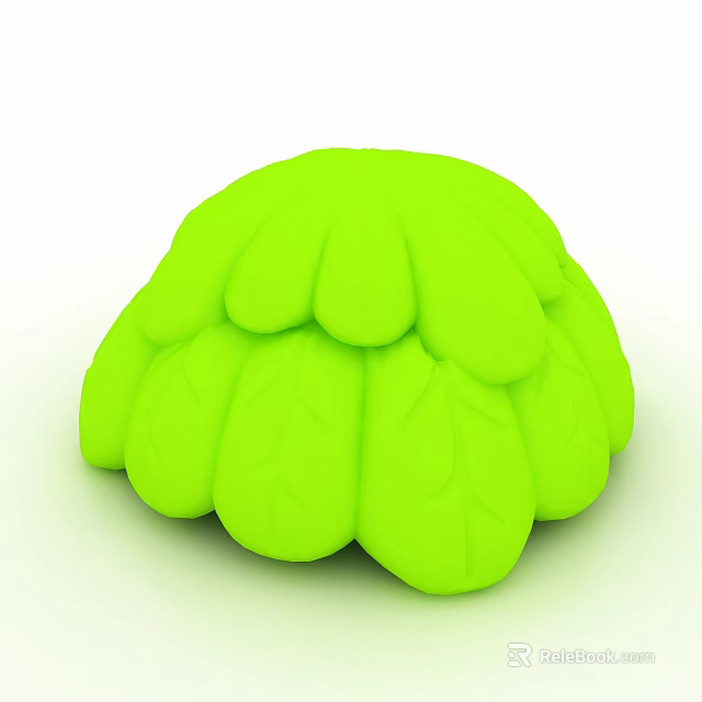 Neon Green Leaf Shaped Building Blocks Stacked Into Rounded Dome Structure 3d model 