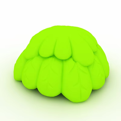 Neon Green Leaf Shaped Building Blocks Stacked Into Rounded Dome Structure 3d model
