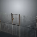 Metal Mesh Fence With Gate And Lock Security Structure Design 3d model