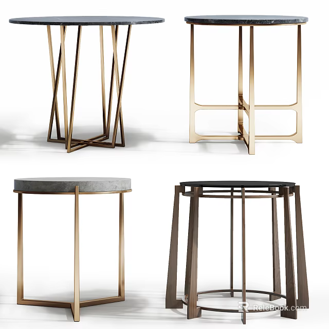 Modern Minimalist Round Side Tables With Metal Frame Various Designs For Home Decor 3d model 