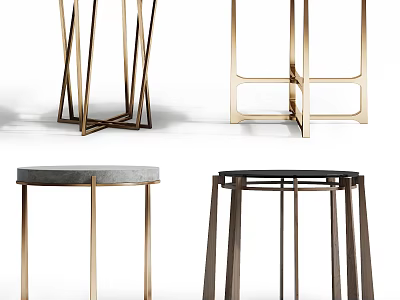 Modern Minimalist Round Side Tables With Metal Frame Various Designs For Home Decor 3d model