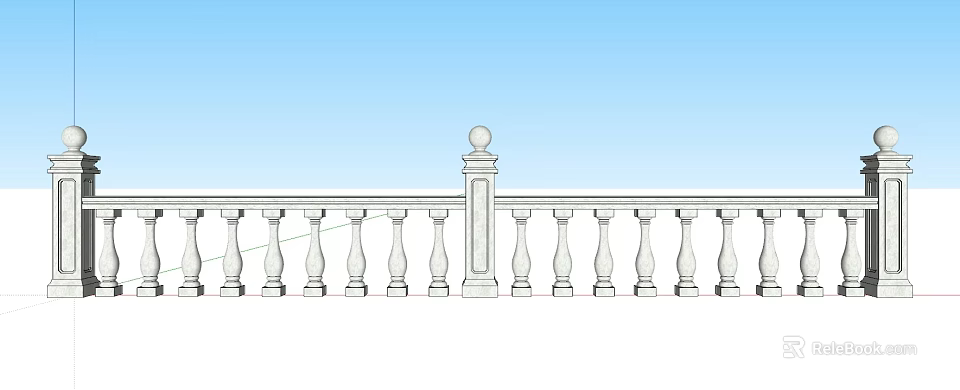 Classic Balustrade Design With Vertical Balusters And Round Top Rail Decoration 3d model 