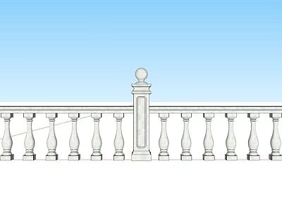 Classic Balustrade Design With Vertical Balusters And Round Top Rail Decoration 3d model
