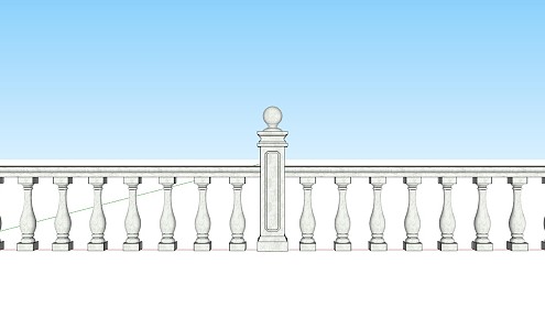 European-style Railing Handrail 3d model