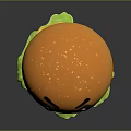 Cartoon Burger with Angry Face Lettuce Cheese and Patty Fresh Tasty Fast Food