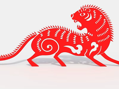 Red Paper Cut Tiger With Traditional Patterns As Vivid Household Decoration 3d model Red Paper Cut Tiger With Traditional Patterns As Vivid Household Decoration 3d model