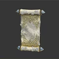 Ornate Decorative Scroll With Blue Accents Shiny Metallic Ends And Intricate Patterns