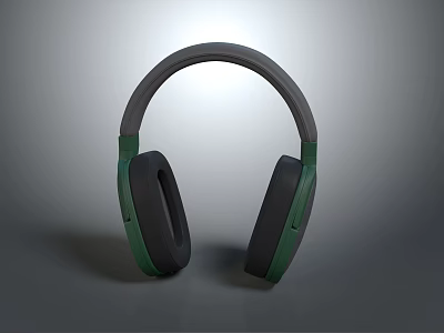 Green And Gray Over Ear Headphones With Comfortable Ear Cushions And Modern Design 3d model