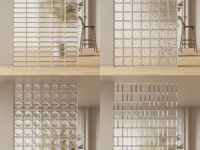 Glass Brick Wall Design With Various Textures And Patterns For Interior Spaces 3d model