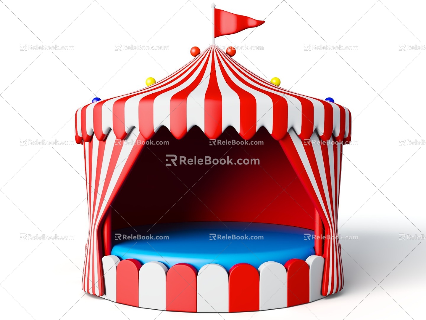 Carnival Stage Cartoon Style Circus Theme Performance Stage 3d model