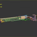 Ornate Long Handle Weapon With Gold Gray Accents And Decorative Details
