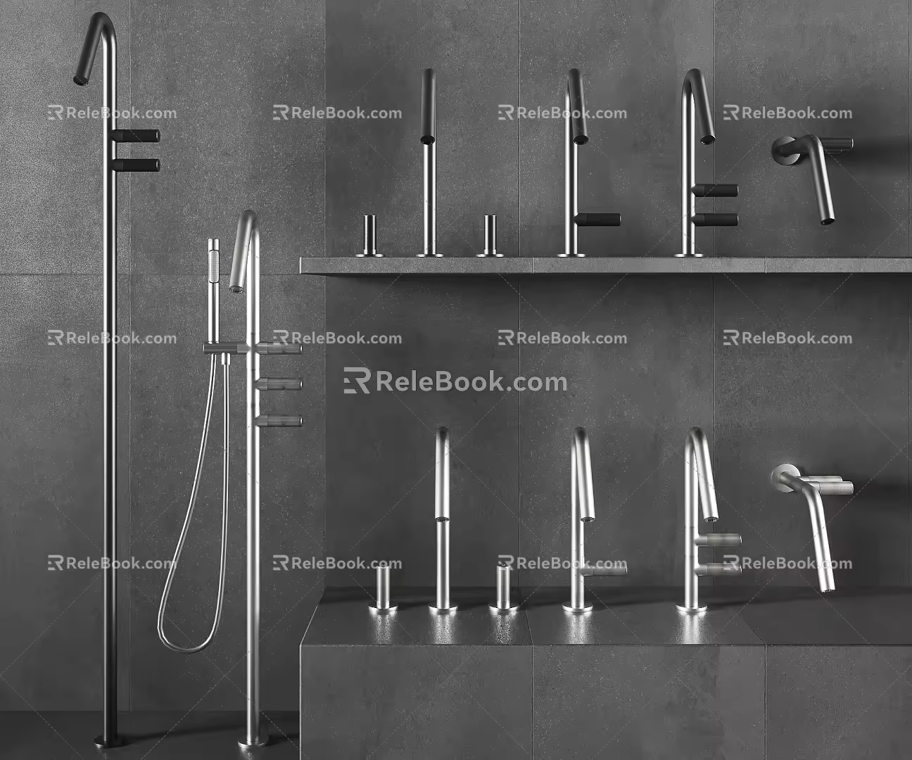 Modern faucet combination 3d model