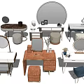 Various Style Dressing Tables With Mirrors Stools And Decorative Storage Drawers 3d model