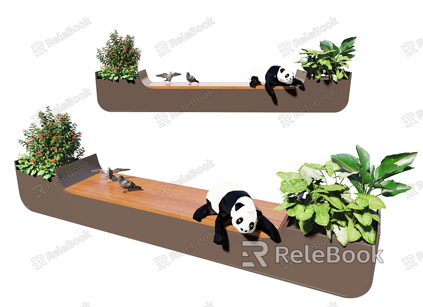 Landscape Seat Outdoor Public Chair Plant Flower Box Flower Box Landscape Seat Stool model