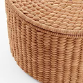Light Brown Handwoven Round Storage Box With Lid For Home Storage