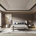Elegant Modern Bedroom Interior Design With Comfortable Bed Bedside Tables Area Rug And Wall Painting