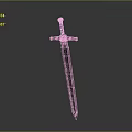 Ornate Medieval Sword With Red Gemstone Handle And Intricate Blade Patterns