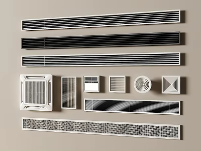 Various Styles of Air Conditioner Vents with Grid Patterns and Modern Designs for Home Use 3d model