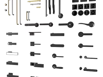Various Black Door Handles in Modern Classic and Minimalist Designs 3d model