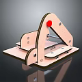 Wooden Mechanical Equipment with Red Button Triangular Frame and Sturdy Base
