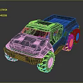 Military Armored Truck With Six Wheels Open Cargo Bed And Roof Lights