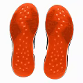 White Gold Stripe Running Shoes With Geometric Pattern Orange Sole And Ray Logo