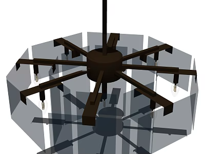 Modern Geometric Chandelier With Radial Metal Arms And Transparent Shade Design 3d model