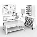 Commercial Equipment Featuring Tool Pegboard Workbench and Mobile Storage Racks for Workshops 3d model